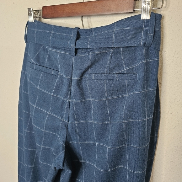 A New Day Womens Plaid Pants Size 6 Blue Plaid Stretch Soft Pockets Career Tie - Picture 7 of 8